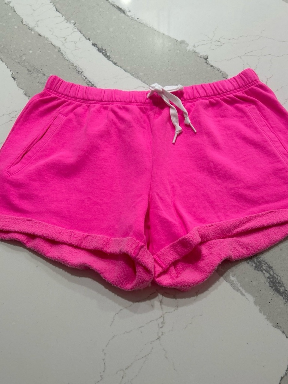 PINK Victoria's Secret Neon Pink Terry Drawstring Lounge Shorts